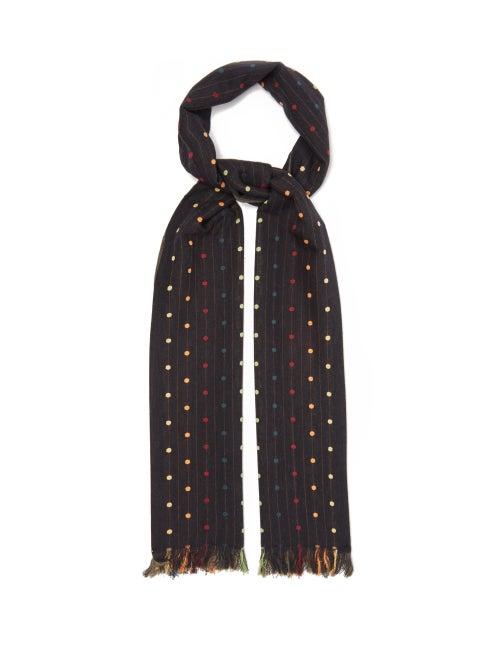 Paul Smith - Artist Stripe Polka-dot Scarf - Mens - Black