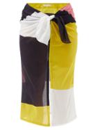 Matchesfashion.com Cala De La Cruz - Heather Colour-block Cotton-voile Sarong - Womens - Multi