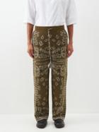 Alanui - Bandana-jacquard Knit Track Pants - Mens - Khaki