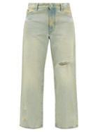 The Attico - Cleo Distressed Wide-leg Cropped Jeans - Womens - Light Denim