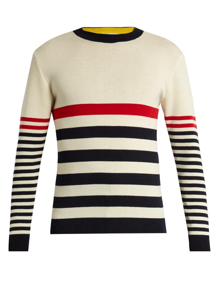 Maison Kitsuné Crew-neck Striped Wool Sweater