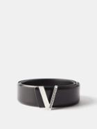 Versace - V-greca Leather Belt - Mens - Black
