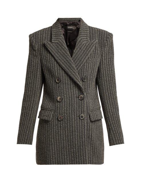 Matchesfashion.com Isabel Marant - Jaxen Double Breasted Wool Blend Jacket - Womens - Dark Grey