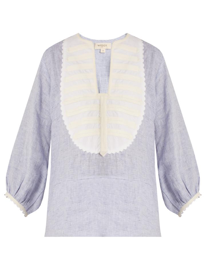 Wiggy Kit Contrast-front Linen Top
