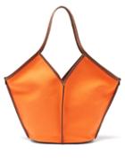Matchesfashion.com Hereu - Calella Leather-trimmed Organic-cotton Tote Bag - Womens - Orange Multi