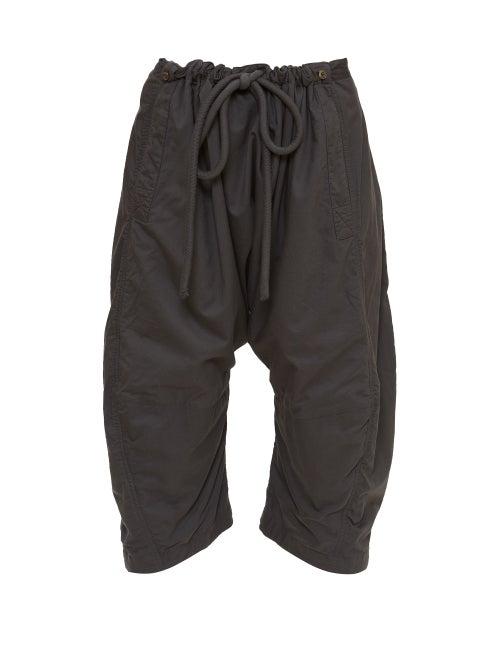 Lemaire - Drawstring-waist Drop-seat Poplin Trousers - Womens - Black