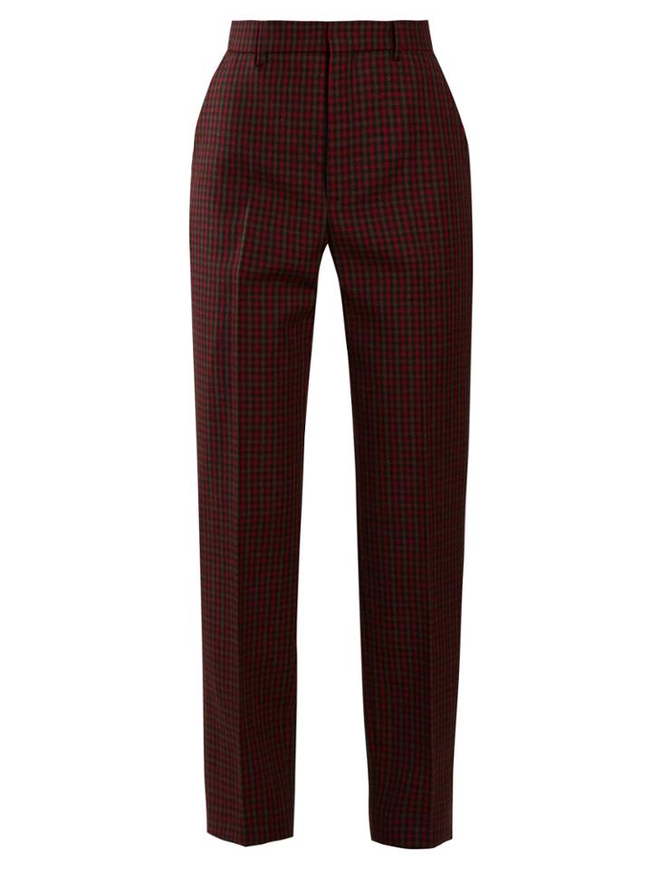 Balenciaga Tapered Checked Wool Trousers
