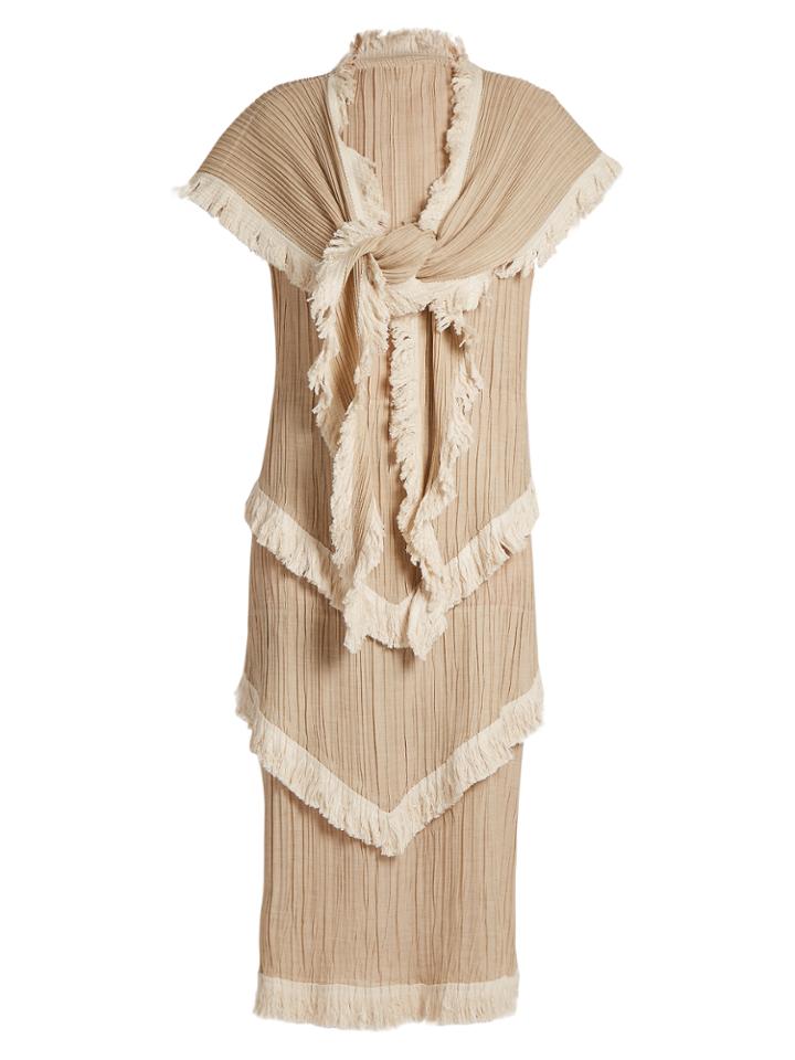 Loewe Fringe-trimmed Pleated Dress