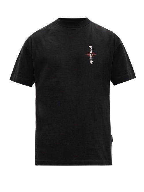 Matchesfashion.com Palm Angels - Logo-print Cotton-jersey T-shirt - Mens - Black