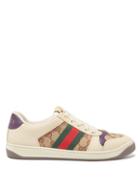Gucci - Screener Leather And Gg-supreme Canvas Trainers - Womens - White