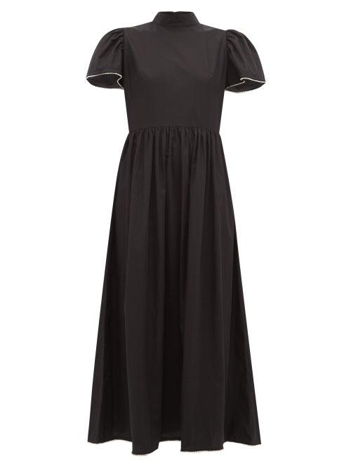Matchesfashion.com Rhode - Heidi Crystal Embellished Cotton Voile Dress - Womens - Black