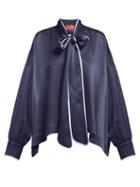 Matchesfashion.com F.r.s - For Restless Sleepers - Alethia Pussy Bow Crepe Blouse - Womens - Navy