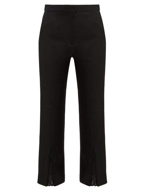 Matchesfashion.com Alexander Mcqueen - Lace Trimmed Split Cuff Tailored Trousers - Womens - Black
