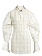 Jacquemus Checked Silk And Linen-blend Mini Shirtdress