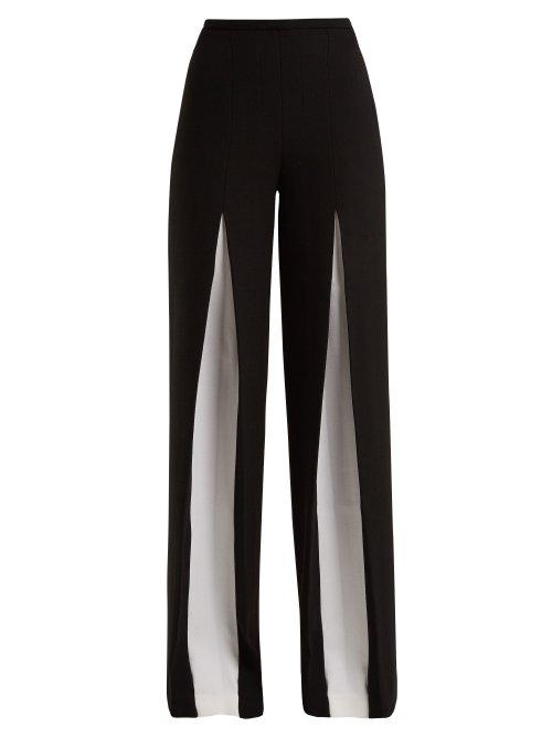 Matchesfashion.com Roland Mouret - Burton Inverted Pleat Wool Trouser - Womens - Black White