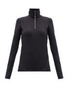 Matchesfashion.com Jil Sander - Zip-front Cotton-blend Jersey Long-sleeved T-shirt - Womens - Black