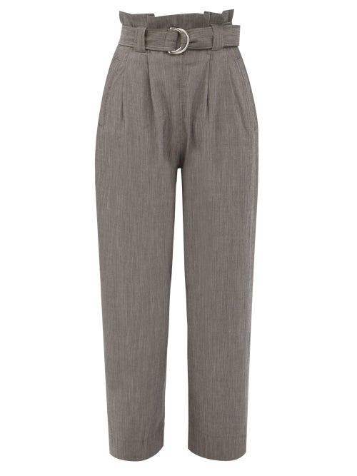 Matchesfashion.com Ganni - Paperbag-waist Crepe Wide-leg Trousers - Womens - Grey