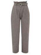Matchesfashion.com Ganni - Paperbag-waist Crepe Wide-leg Trousers - Womens - Grey