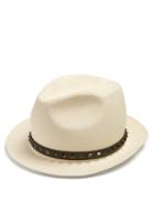 Matchesfashion.com Valentino - Rockstud Toquilla Straw Panama Hat - Mens - Cream Multi
