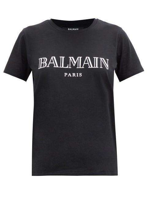 Matchesfashion.com Balmain - Logo-print Cotton-jersey T-shirt - Womens - Black Silver