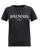 Matchesfashion.com Balmain - Logo-print Cotton-jersey T-shirt - Womens - Black Silver