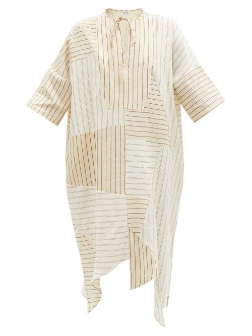 Loewe - Pinstriped Linen-blend Tunic Dress - Womens - Cream