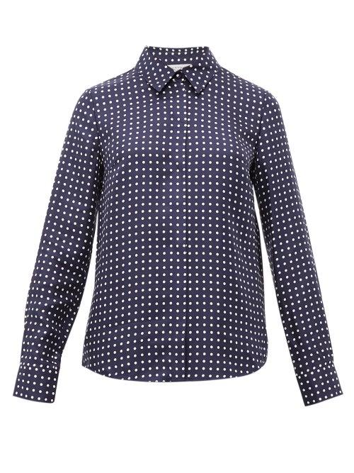 Matchesfashion.com Gabriela Hearst - Henri Polka Dot Silk Satin Blouse - Womens - Navy White