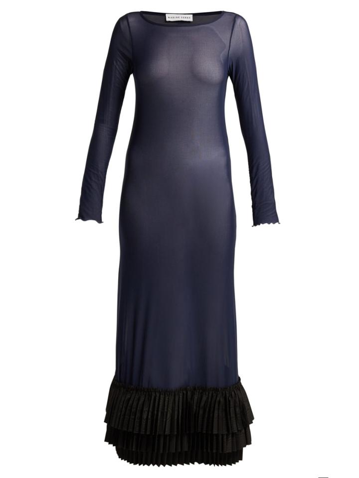 Marine Serre Pleated-hem Tulle Midi Dress