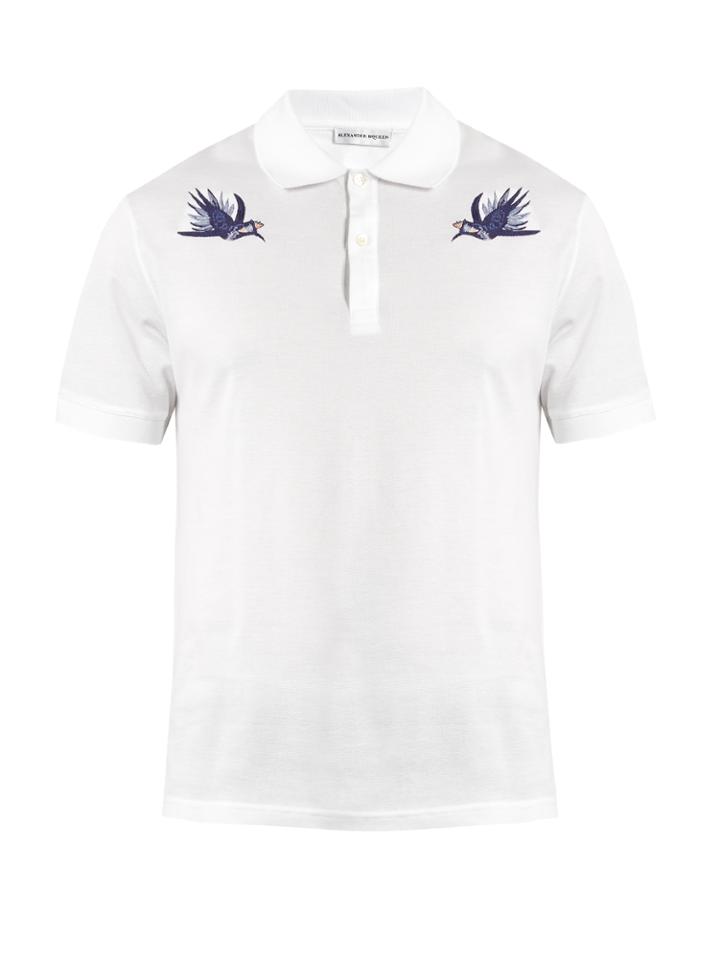 Alexander Mcqueen Hummingbird-embroidered Polo Shirt