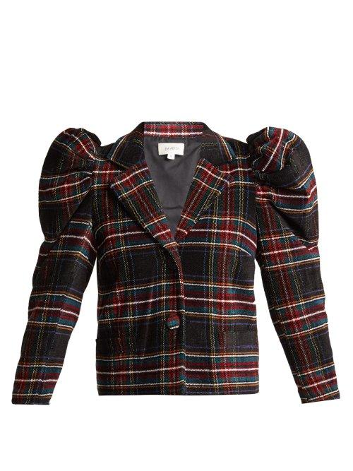 Matchesfashion.com Isa Arfen - Puff Sleeve Tartan Wool Chenille Blazer - Womens - Multi