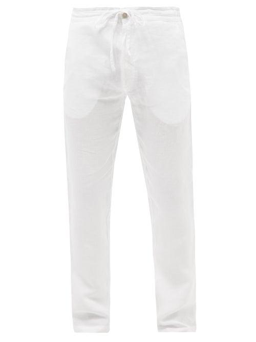 120 Lino 120% Lino - Drawstring-waist Linen-hopsack Trousers - Mens - White
