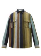 Matchesfashion.com Jw Anderson - Oversized Striped Cotton Flannel Shirt - Mens - Khaki