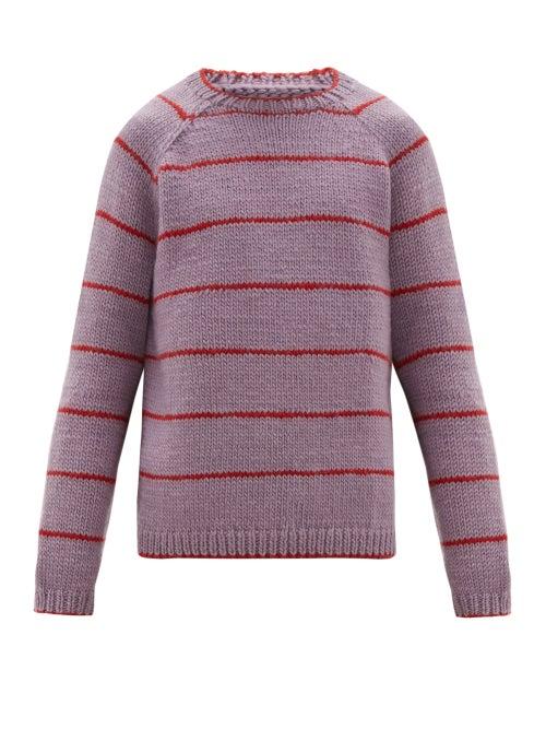 Matchesfashion.com Bode - Striped Wool Sweater - Mens - Purple