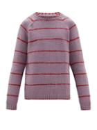 Matchesfashion.com Bode - Striped Wool Sweater - Mens - Purple