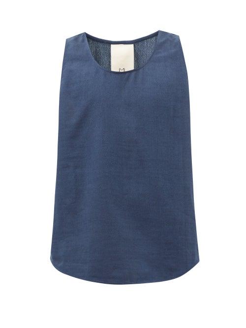 Marrakshi Life - Crew-neck Cotton Tank Top - Mens - Navy