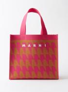 Marni - Medium Houndstooth-jacquard Tote Bag - Womens - Pink Multi
