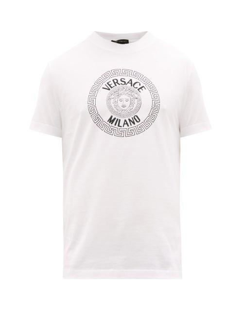 Matchesfashion.com Versace - Medusa-head Logo-print Cotton T-shirt - Mens - White Black