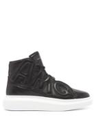 Alexander Mcqueen Raised-sole Appliqud High-top Leather Trainers