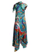 Matchesfashion.com Etro - Juillet Swirling Print Satin Dress - Womens - Blue Multi