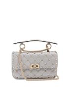 Matchesfashion.com Valentino - Rockstud Spike Small Quilted Leather Shoulder Bag - Womens - Light Grey