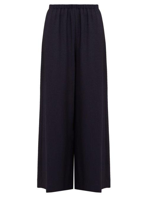 Matchesfashion.com The Row - Pavel Heavyweight Piqu Palazzo Trousers - Womens - Navy