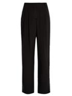 Matchesfashion.com Serena Bute - Velvet Back Silk Crepe De Chine Wide Leg Trousers - Womens - Black