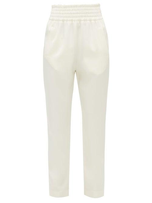 Matchesfashion.com Giambattista Valli - High Rise Satin Trousers - Womens - Ivory