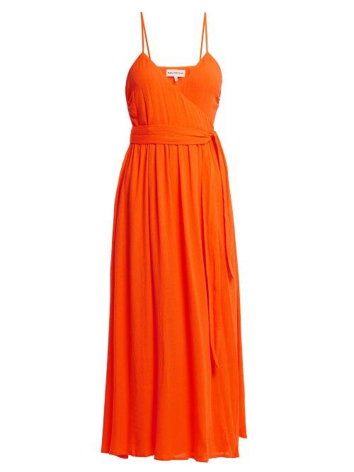 Matchesfashion.com Mara Hoffman - Alma Crepon Wrap Dress - Womens - Orange