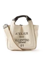 Valentino Garavani - Atelier Medium Linen Tote Bag - Womens - Black Cream