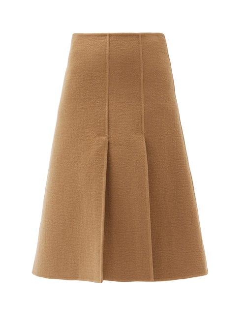 Matchesfashion.com Joseph - Sophie Wool-blend Midi Skirt - Womens - Camel