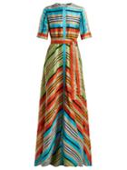 Matchesfashion.com Mary Katrantzou - Maar Chevron Stripe Organza Gown - Womens - Multi