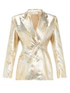 Matchesfashion.com Sara Battaglia - Palm-leaf Brocade Double-breasted Suit Jacket - Womens - Gold Multi