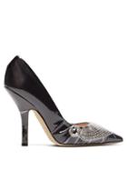 Matchesfashion.com Midnight 00 - Iconic Crystal Embellished Satin & Pvc Pumps - Womens - Black