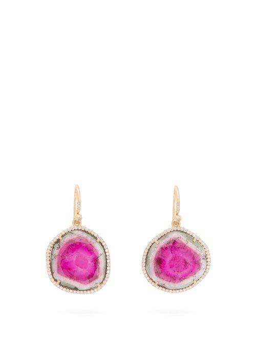 Matchesfashion.com Irene Neuwirth - Tourmaline, Diamond & 18kt Gold Drop Earrings - Womens - Pink